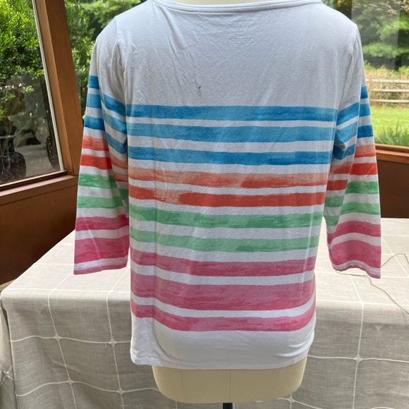 Multi Color stripped Talbots tee - Picture 4 of 6